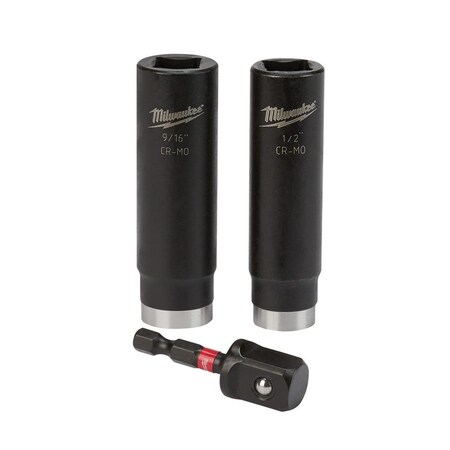 Milwaukee Tool 3-Pc Shockwave 1/2 in. Deep Well Impact Socket Set ML49-66-4485